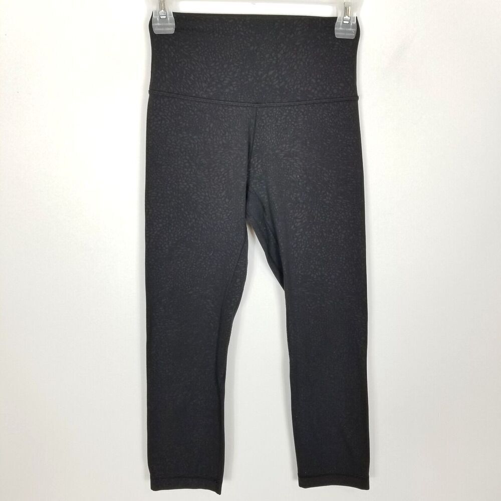 Lululemon Women Align Crop Leggings Sz 4 Athletic Pants Formulate Emboss Black